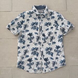 Original Penguin White and Blue Tropical Print Shirt